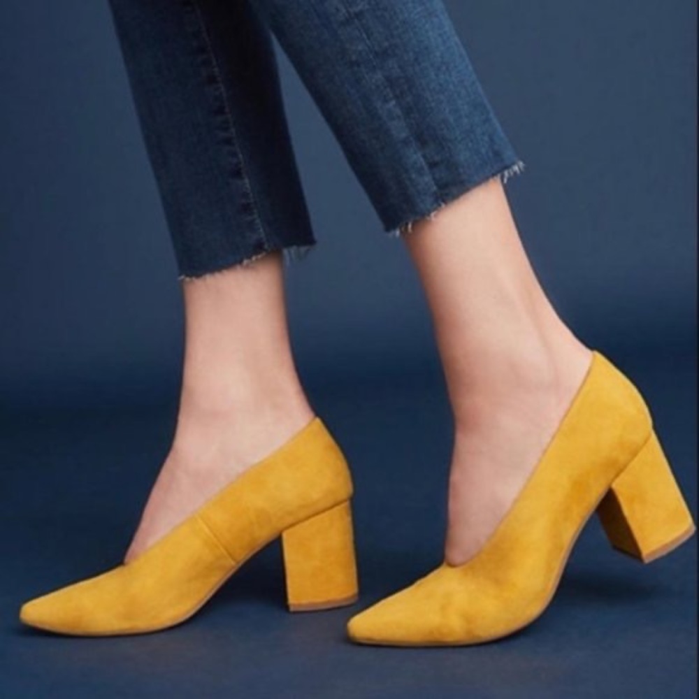 Seychelles Yellow Suede Pumps